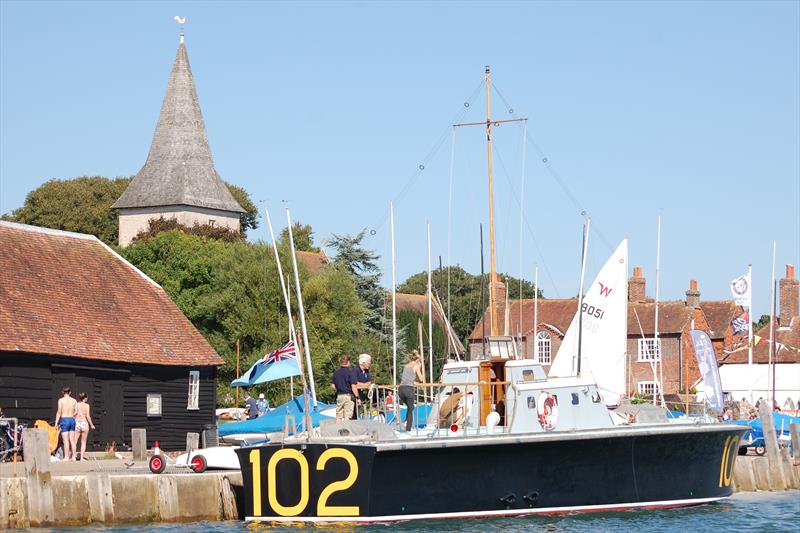 It isn't often that a visitor like Air-Sea Rescue launch HS102 drops in to watch the sailing, but Ian Proctor has spent his wartime service in these boats, making it a fitting tribute at the Bosham Classic Boat Revival 2018 - photo © Dougal Henshall