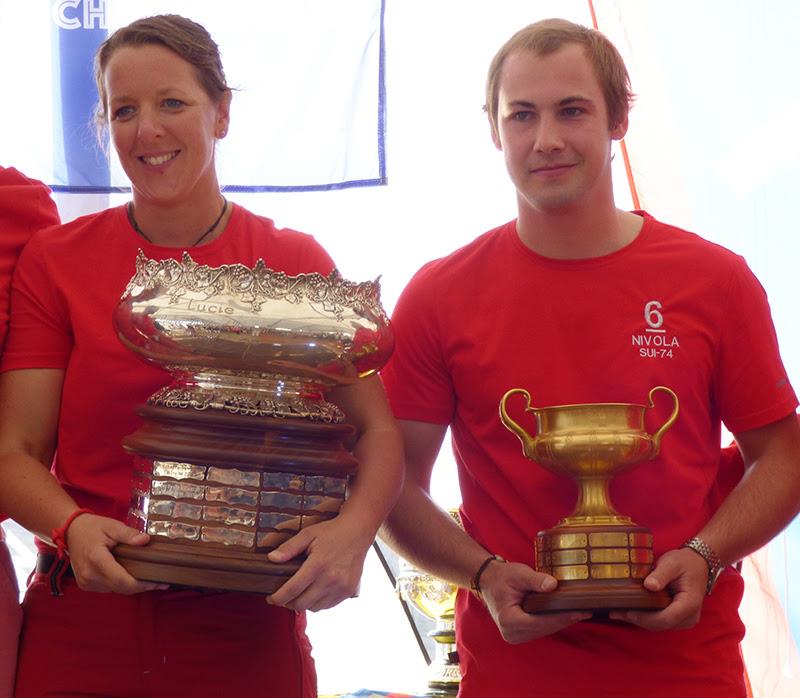 The Astor Cup was presented to Jesper Schiewe and the Lucie Trophy went to Kerstin Schulze, who both only joined Nivola's crew this year photo copyright Fiona Brown taken at Société Nautique de La Trinité-sur-Mer