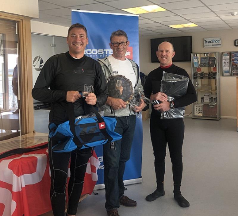 (L to R) Matt Carter (RS700 Inlands 3rd place and Rooster RS700 National Tour 2nd place), Colin Dacey (RS700 Inland Champion & Rooster RS700 National Tour 5th place). Spike Daniels (RS700 Inlands 2nd place and Rooster RS700 National Tour 3rd place) photo copyright Theo Galyer taken at Queen Mary Sailing Club