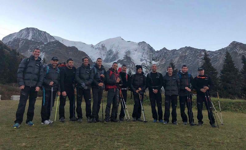 The crew of Spindrift 2 on Mont Blanc as part of their physical team preparation - photo © Edouard Elias / Spindrift racing
