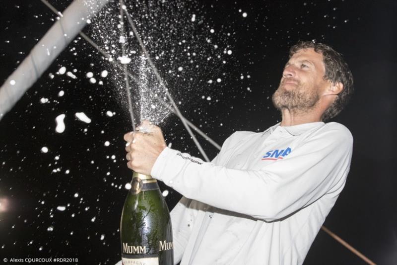 Paul Meilhat celebrating his victory - Route du Rhum-Destination Guadeloupe photo copyright Alexis Courcoux taken at 