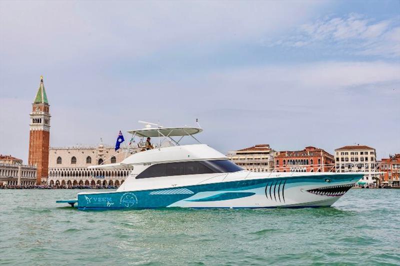 VEEM test vessel, a Viking 64' Sportfish fitted with a VG120 gyrostabiliser under the aft deck photo copyright Veem taken at 