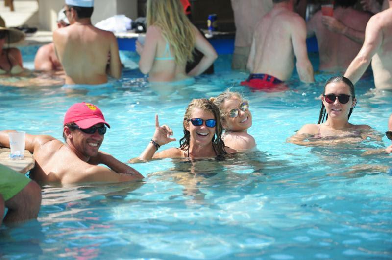 Sailors relax in the pool after the Scrub Island Invitational Race photo copyright BVI Spring Regatta taken at 