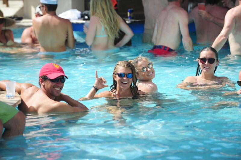 Sailors relax in the pool after the Scrub Island Invitational Race - photo © BVI Spring Regatta