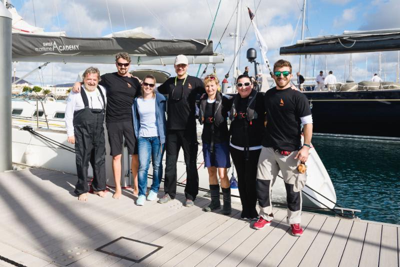 On the dock in Lanzarote; Team Kali from the Swiss Maritime Academy - 2018 RORC Transatlantic Race photo copyright RORC taken at Royal Ocean Racing Club