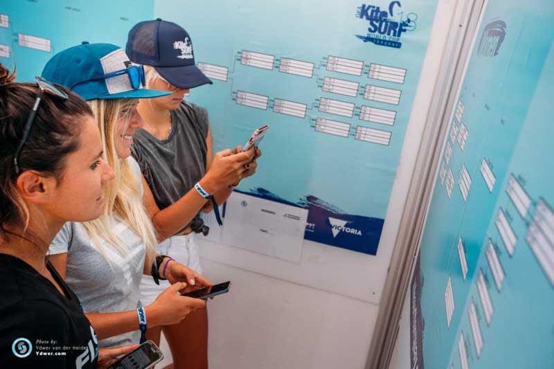 Charlotte Carpentier, Carla Herrera Oria and Johanna Catharina Edin taking in the table - GKA Kite-Surf World Tour Torquay - Day 1 - photo © Ydwer van der Heide