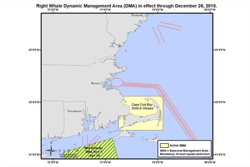 New voluntary vessel speed restriction zone established around Cape Cod Bay to protect right whales photo copyright NOAA Fisheries taken at 