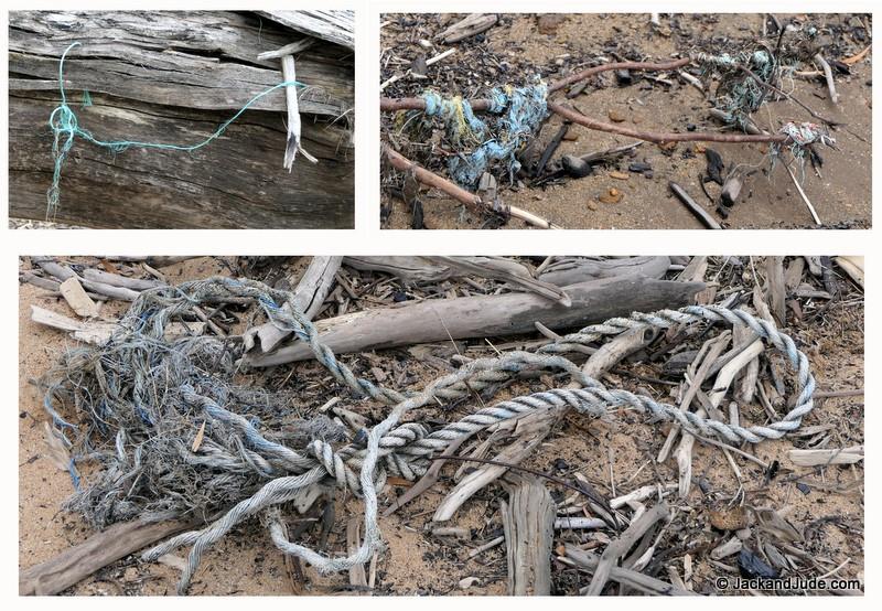 Thousands upon thousands of Fish Farm Rope Bits breaking down into Microplastic - photo © jackandjude.com