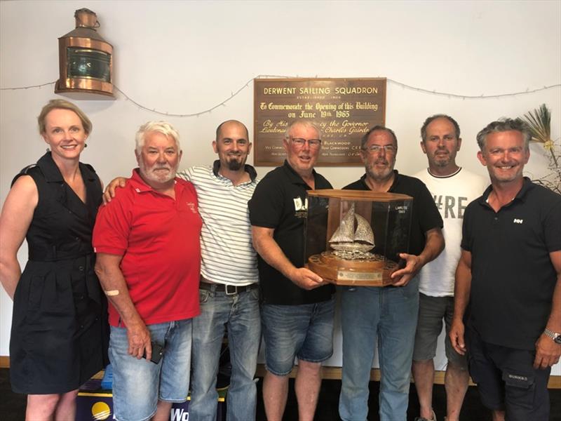 Winning crew of Lawless with their King of the Derwent - photo © Sarah Courtney MP