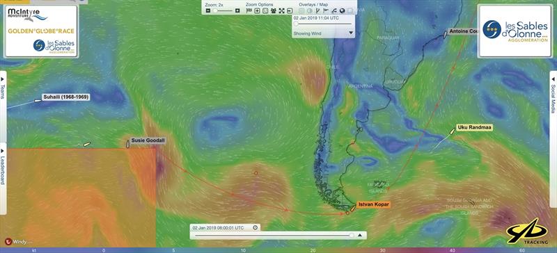 Relative positions of Uku Randmaa, Istvan Kopar and Tapio Lehtinen at 08:00 UTC today - Golden Globe Race - photo © Golden Globe Race