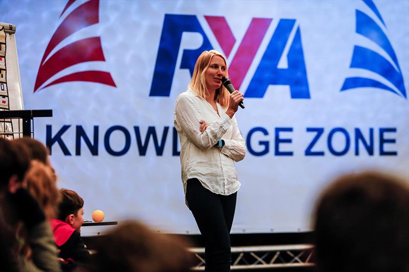 Saskia Clark speaking in the Knowledge Zone at the RYA Dinghy Show 2018 - photo © Royal Yachting Association