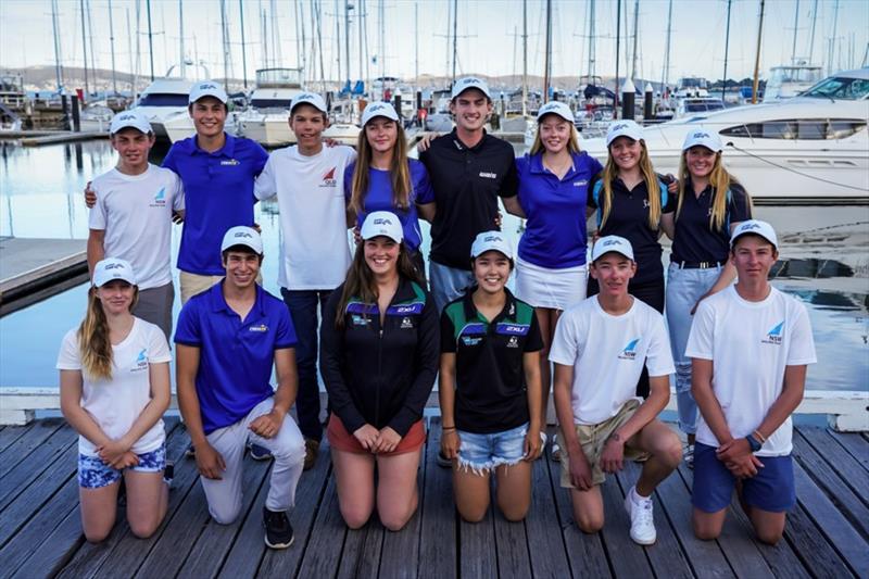 Provisional members of the Australian team for the Youth Worlds line up this evening at the Royal Yacht Club of Tasmania - Day 4, Australian Sailing Youth Championships 2019 photo copyright Beau Outteridge taken at Royal Yacht Club of Tasmania