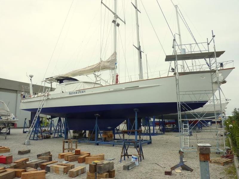 Silver Fern is painted and ready to go back in the water while in Italy photo copyright Martha Mason taken at 
