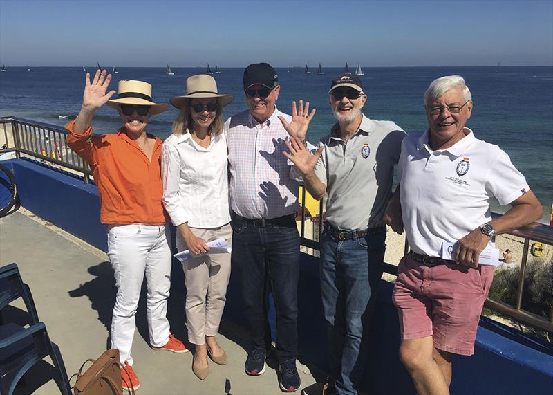 Commodore Gary McNally in the centre, watching the offshore racing in North Cottesloe with friends. - photo © Royal Freshwater Bay Yacht Club