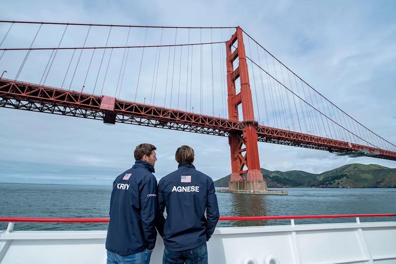 Rome Kirby and Mac Agnese looking out over San Francisco Bay, where they will be racing May 4-5 photo copyright SailGP taken at 