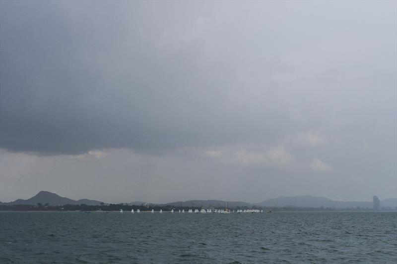 Top of the Gulf Regatta 2019. Rain storm approaching. Optimists get a soaking - photo © Guy Nowell / Top of the Gulf Regatta