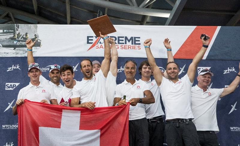 Alinghi celebrates its 2018 Extreme Sailing Series Los Cabos victory - photo © Mark Lloyd / Lloyd Images