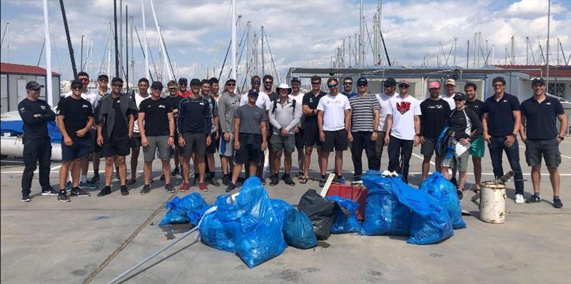 Finn sailors clean up Olympic harbour ahead of European Championship photo copyright Robert Deaves taken at 