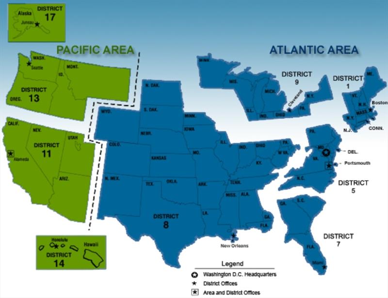 Map to read the latest USCG Notice to Mariners for your location photo copyright navcen.uscg.gov taken at 