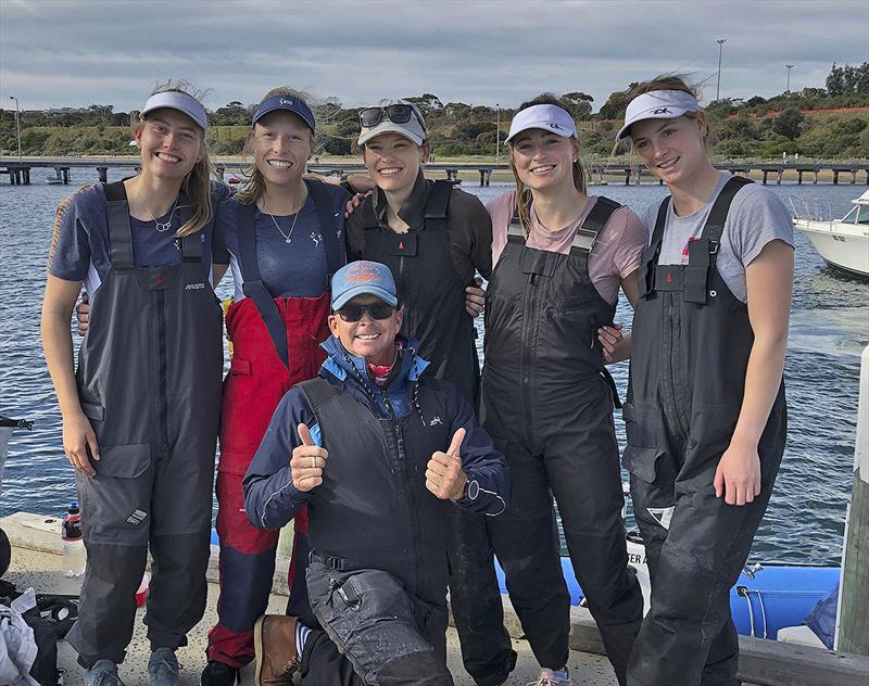 Winning crew from RBYC with coach Adrian Finglas - photo © Royal Brighton Yacht Club