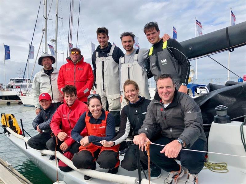Team Redshift celebrate in Cowes Yacht Haven - 2019 RORC Myth of Malham Race photo copyright Alexia Fishwick taken at Royal Ocean Racing Club