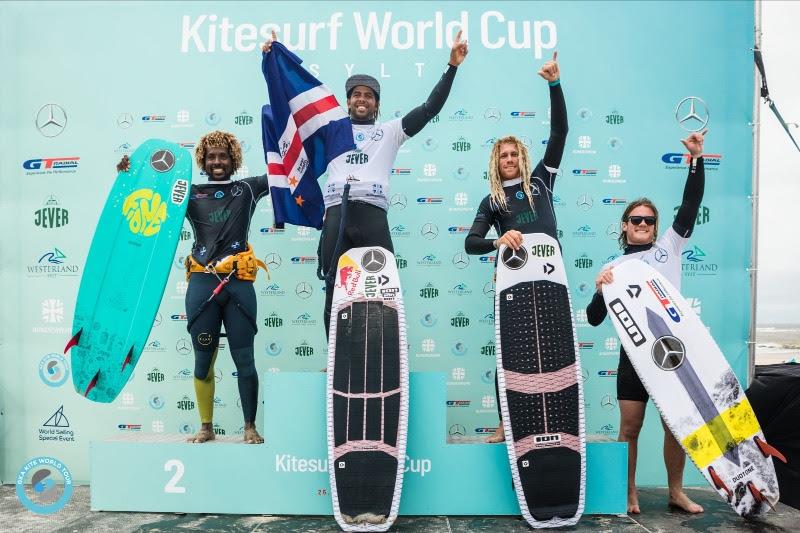 Men's podium - 2019 GKA Kite-Surf World Cup Sylt - Day 1 photo copyright Svetlana Romantsova taken at 