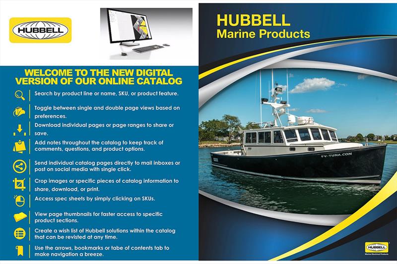 Hubbell Marine new, comprehensive 56-page online catalog photo copyright Martin Flory Group taken at 