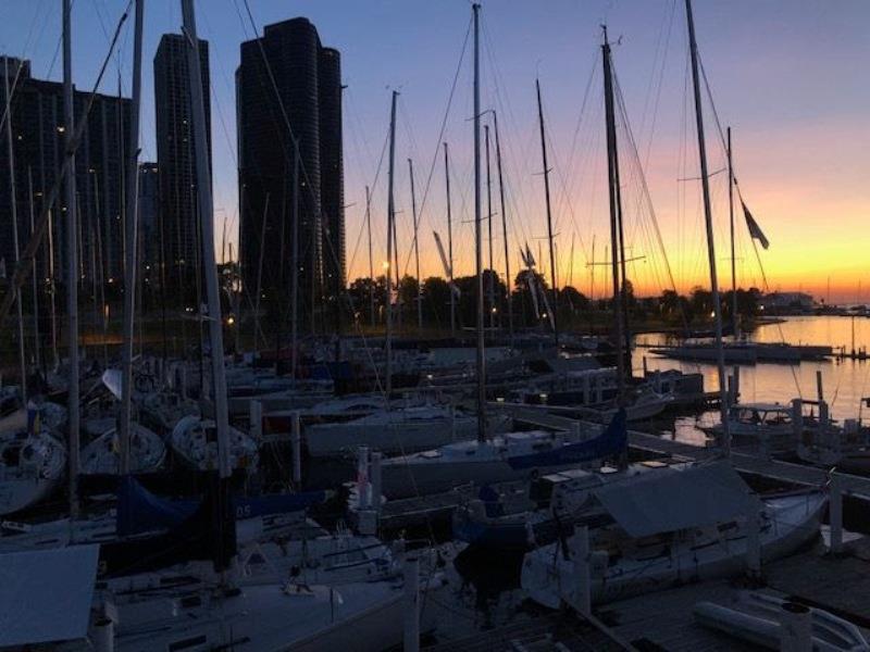 Beautiful beginning to Friday's Cruising Division start photo copyright Laura Muma taken at Chicago Yacht Club