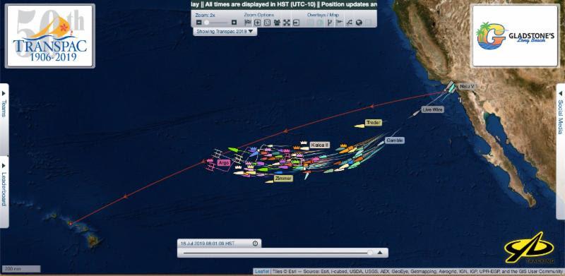 Nearly everyone is in the tradewinds now, enjoying `perfect` sailing conditions, and the race leaders have crossed the  rhumb line en route to their final approach to the finish <1000 miles away photo copyright Transpacific Yacht Club taken at Transpacific Yacht Club