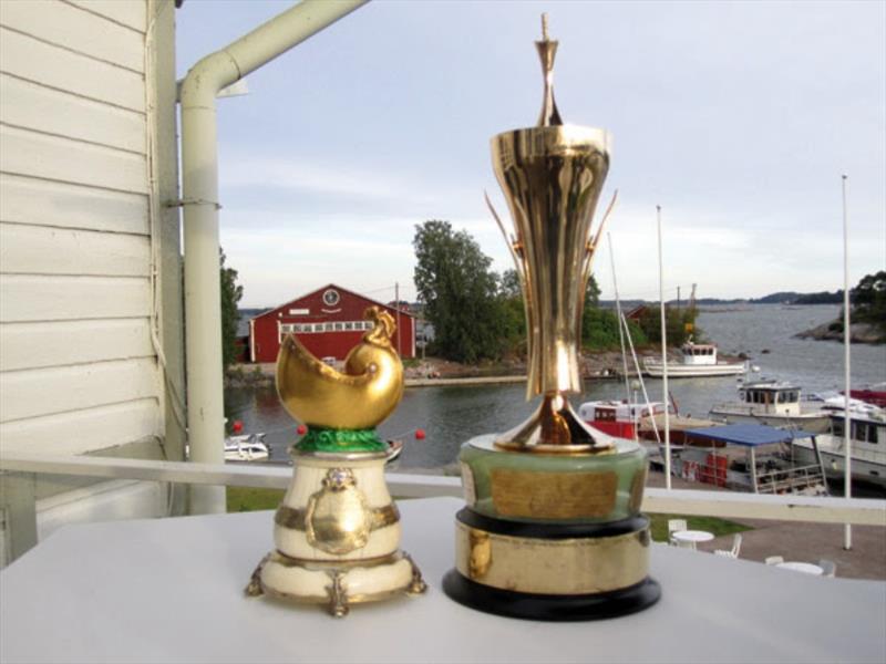Left: Scandinavian Gold Cup - Right; World Championship Trophy photo copyright Robert Deaves taken at 