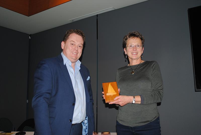 Alison Viner received the SheSails award from Richard Batt - Tasmanian Sailing Awards 2019 photo copyright Peter Campbell taken at Royal Yacht Club of Tasmania