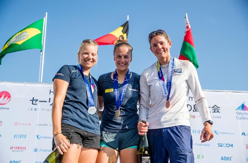 Anne-Marie Rindom, Alison Young and Emma Plasschaert - Hempel World Cup Series Enoshima, Day 6 photo copyright Jesus Renedo / Sailing Energy / World Sailing taken at 