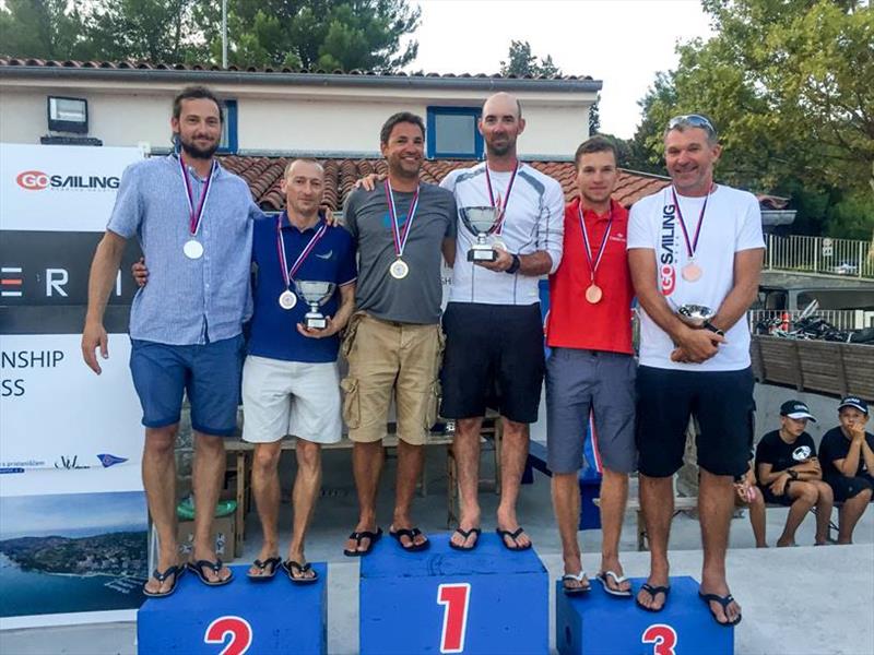 Podium - Harken Derm Seascape and First 18 Open European Championship photo copyright Jakica Jesih, GoSailing taken at GoSAILING