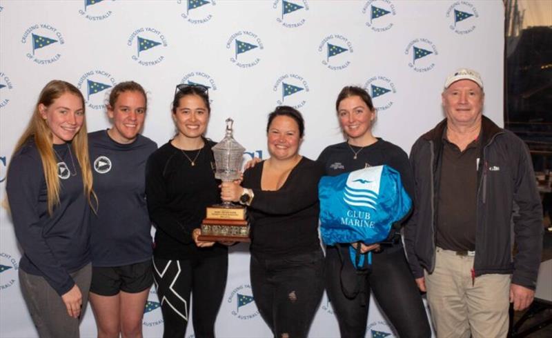 Jess Tavener, Emma Byrne, India Howard (skipper), Angelique Kear, Jess Grimes and Peter Messenger (Messenger family representative) photo copyright CYCA taken at Cruising Yacht Club of Australia