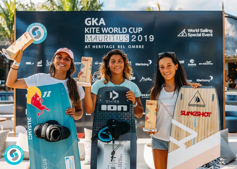 Women's Freestyle, left to right: 3rd Bruna Kajiya (BRA) / 1st Mikaili Sol (BRA) / 2nd Rita Arnaus (ESP) photo copyright Ydwer van der Heide taken at 