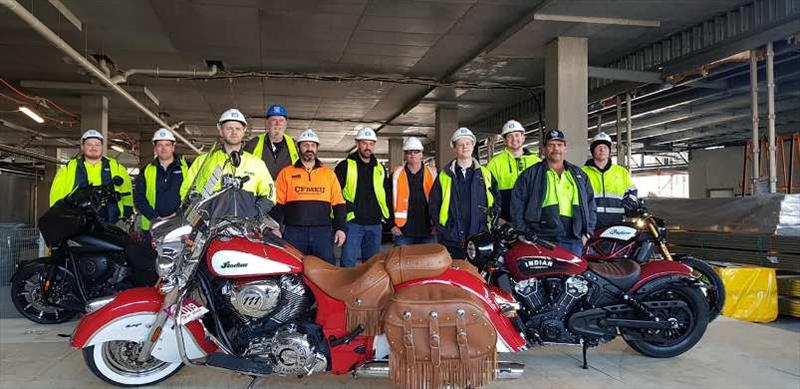 Hutchinson Builders staff at RUOK BBQ event with Indian Motorcycle Tasmania photo copyright Jane Austin taken at 