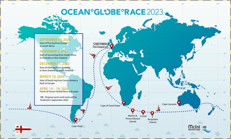 2023 Ocean Globe Race map - photo © Event Media