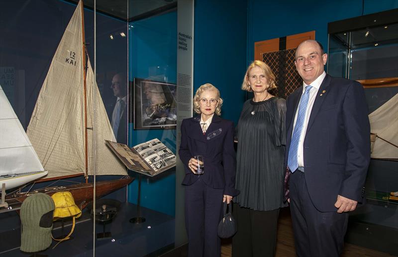 Nina Halvorsen representing the famous family, with ANMM Senior Curator, Daina Fletcher, and outgoing AS President, Matt Allen. - photo © ANMM