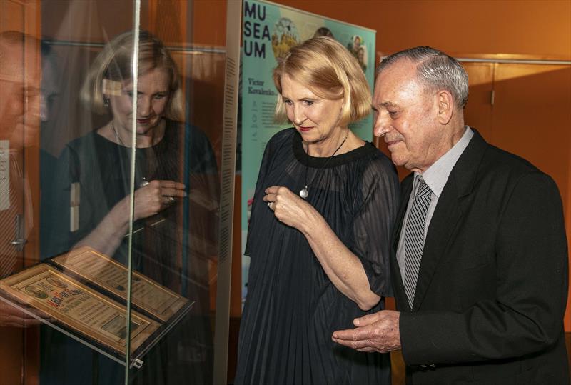 Senior Curator at The Australian National Martime Museum, Daina Fletcher, with Mark Foy (Grandson) - photo © ANMM