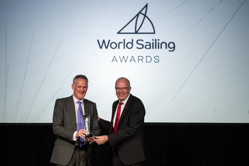 Oman Sail CEO David Graham receiving the World Sailing Presidential Development Award from World Sailing President Kim Andersen - photo © Oman Sail