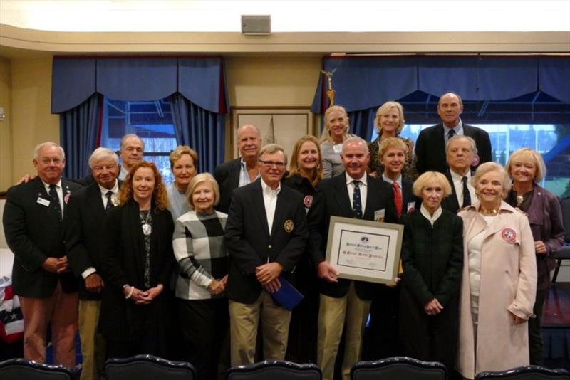 NSHOF 2019 Induction - Shelby Friedrichs (holding frame) is surrounded by family and supporters from Southern YC who traveled to Seattle YC to celebrate his father, Posthumous Inductee Buddy Friedrichs. - photo © NSHOF / Alex Kimball SYC