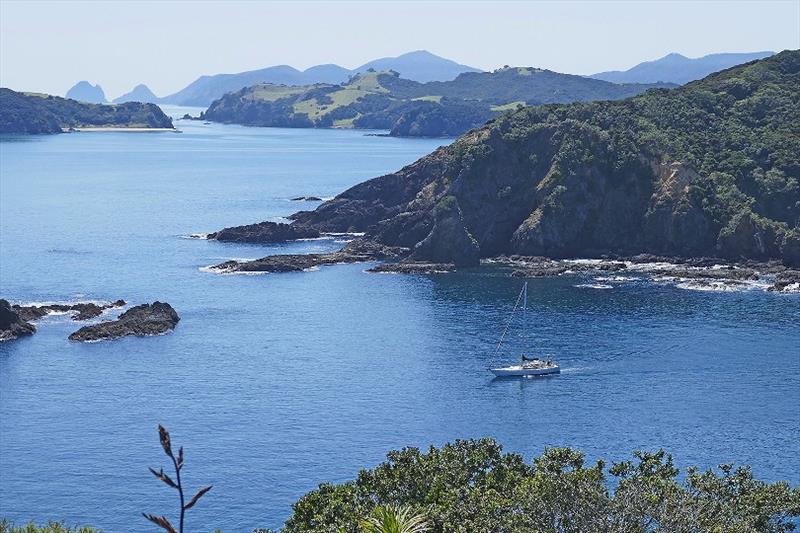 A calm day in the Bay of Islands. Most afternoons we enjoyed brisk winds and calm seas. Bliss! photo copyright Lisa Benckhuysen taken at 