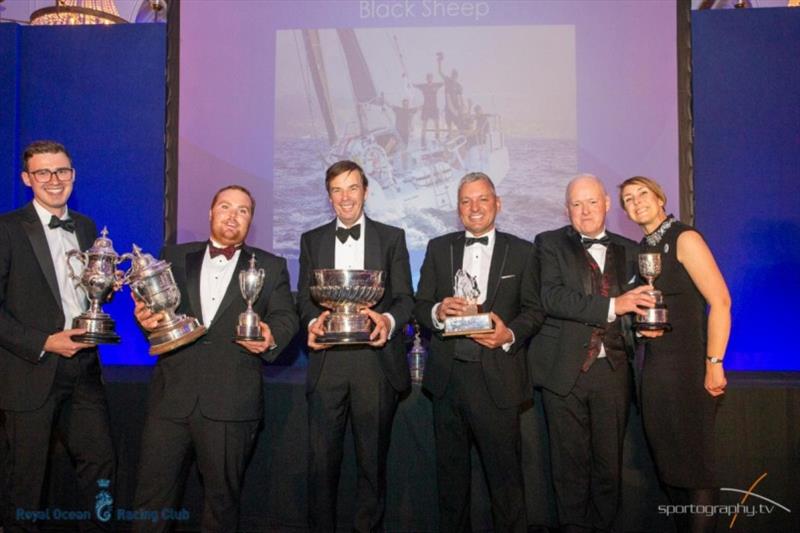 Trevor Middleton and team on Sun Fast 3600 Black Sheep collect the overall winners trophy, along with a hoard of silverware at the RORC Season's Points Championship - photo © Sportography.tv