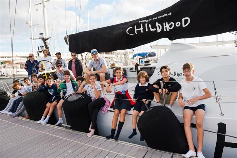 Sailing school children from Arrecife's RCNA enjoyed a tour of Volvo 65 Childhood I, who are promoting the  World Childhood Foundation for the protection of children worldwide photo copyright RORC taken at Royal Ocean Racing Club