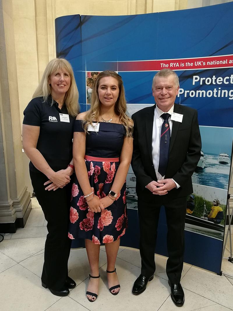L-R - RYANI Chair Jackie Patton pictured with award winners Abbie Brown and Graham Skelton - RYA's Volunteer Awards photo copyright Emma Blee taken at Royal Yachting Association