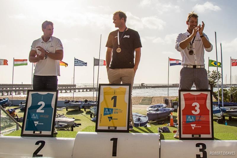 Top three - 2019 Finn Gold Cup photo copyright Robert Deaves taken at Royal Brighton Yacht Club