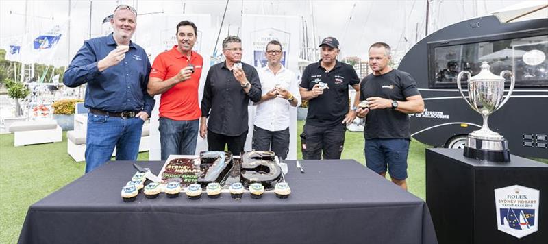 It may have been all smiles this morning, but the line honours contenders won't give anything away come Rolex Sydney Hobart start photo copyright Carlo Borlenghi / Rolex taken at Cruising Yacht Club of Australia