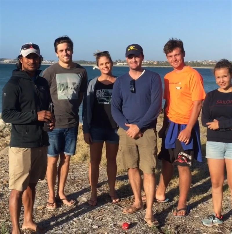 President Robin Dinsdale with international teams - 2019-20 Australian Hobie Cat Nationals, day 1 photo copyright Hobie Class Association of WA taken at Jervoise Bay Sailing Club