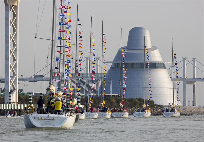 Parade of Sail in front of Macao Science Centre. Macao Cup International & Greater Bay Area Cup Regattas 2020 photo copyright Guy Nowell taken at 