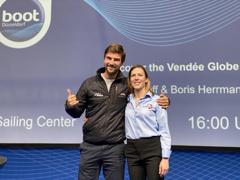 Boris Herrmann and Vendée Globe organization work together at the Dusseldorf Boot Boat Show photo copyright Martin Pohlmann taken at 